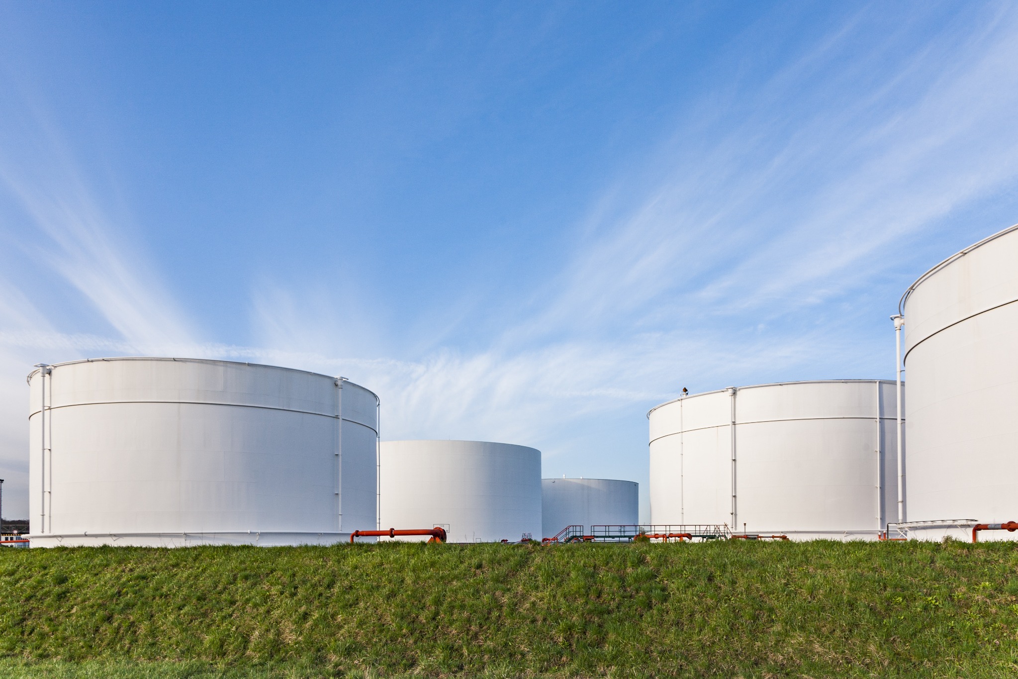 Storage tanks in a clean industrial setting