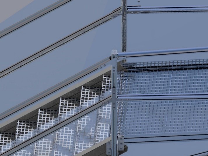 Walkway and access arrangement on an aluminium dome