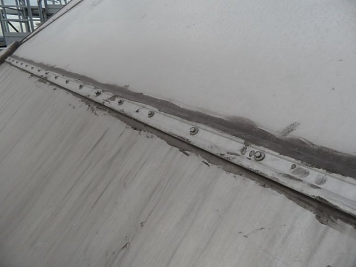 Aluminium dome panel joint and sealing detail