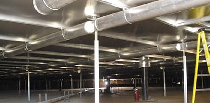 Installed aluminium pontoon internal floating roof viewed from below