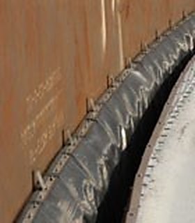 Installed floating roof rim seal against tank shell